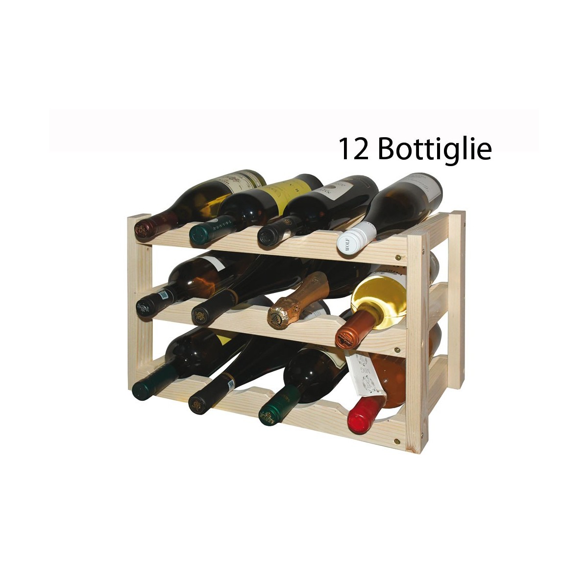 Cantina in Legno per Vino Porta 12 Bottiglie Cantinetta Scaffali