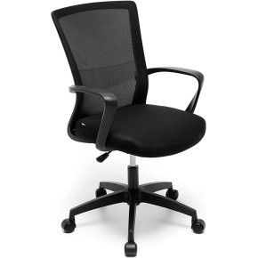 Sedia con ruote per Scrivania Nera Poltrona da Ufficio con Braccioli Ergonomica 2
