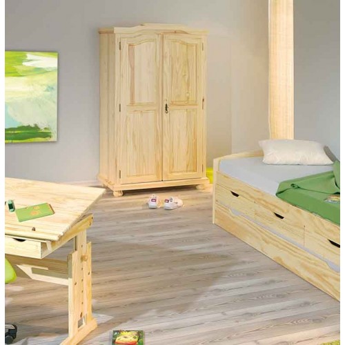 Armadio 2 Ante in Legno Massello Appendiabiti Camera da Letto Cabina Guardaroba