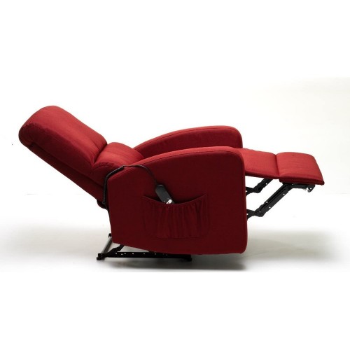 Poltrona Relax Reclinabile in Tessuto Rosso Elettrica Poggiapiedi Sofa  Salotto