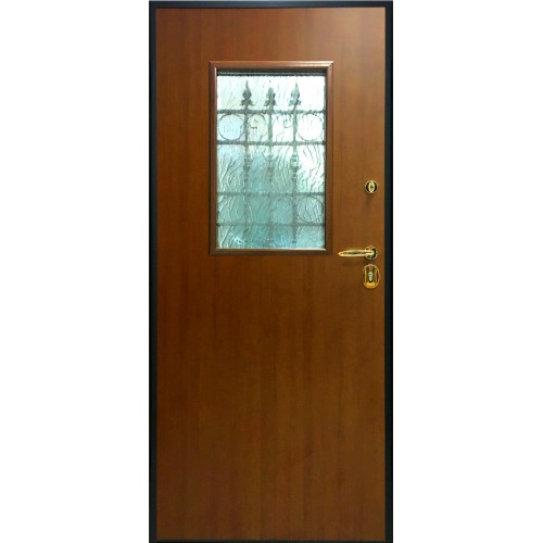 Porta con Vetro Antisfondamento e Grata per Esterno Portone Blindato Verde