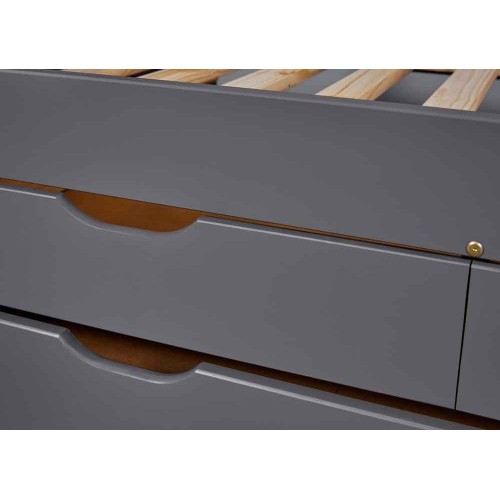 Divano Letto 2 Letti Singoli Doghe 90x200 Grigio Cassetti Contenitore Estraibile