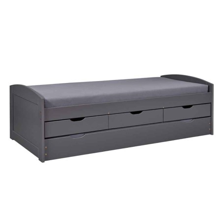 Divano Letto 2 Letti Singoli Doghe 90x200 Grigio Cassetti Contenitore Estraibile