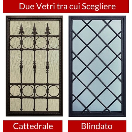 Porta Blindata Vano Vetro con Pannello per Esterno e Grata da Ingresso Portone