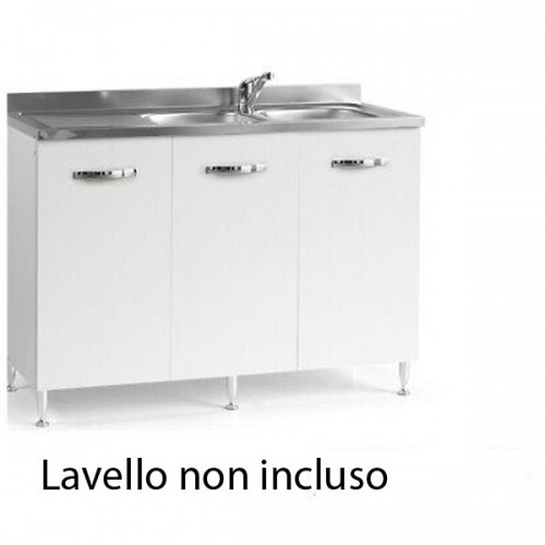 Kit Mobile Sotto Lavello 3 Ante 120 cm Senza Lavello in Legno Bianco da  Cucina