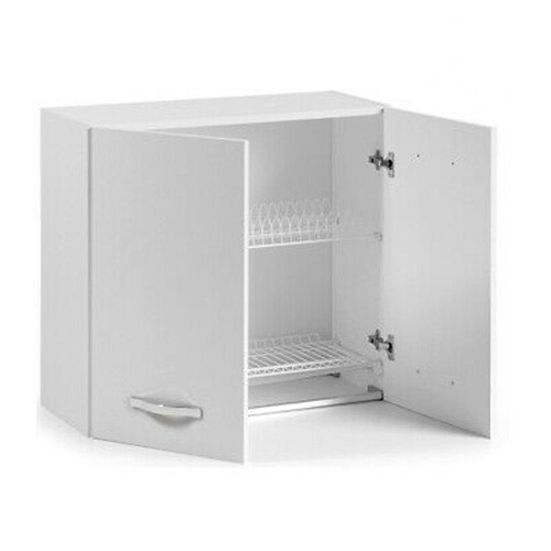 Pensile per Cucina Componibile Scolapiatti 80 cm Larghezza Legno Bianco Larice