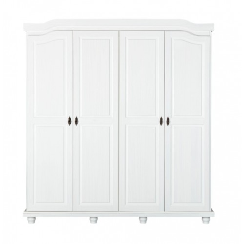 Armadio a 4 Ante Bianco Legno Appendiabiti Mobile Camera Letto Cabina Guardaroba