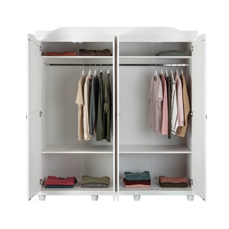 Armadio a 4 Ante Bianco Legno Appendiabiti Mobile Camera Letto Cabina Guardaroba