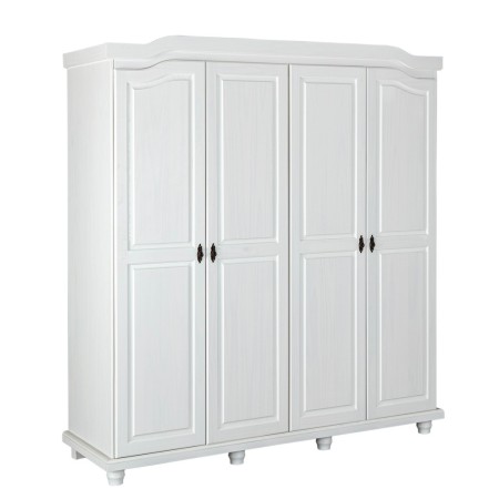 Armadio a 4 Ante Bianco Legno Appendiabiti Mobile Camera Letto Cabina Guardaroba