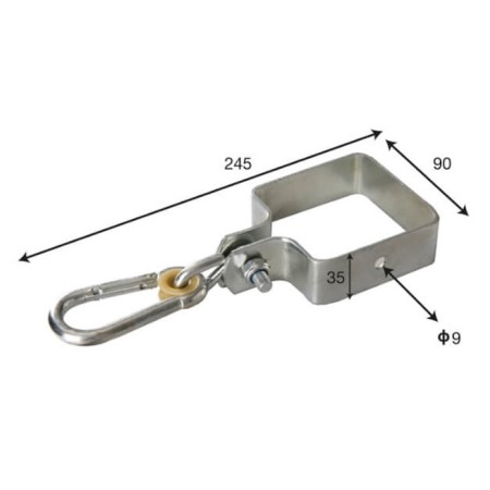 2 Collari Acciaio Zincato 9x9 cm per Altalena Bambini con Pali in Legno Quadrati