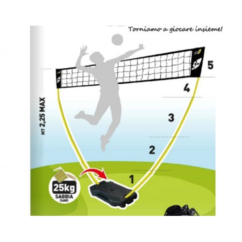 Set Rete Multisport Regolabile Pallavolo Beach Volley Zavorra Badminton  Spiaggia