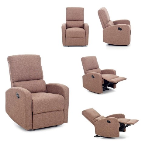 Poltrona Reclinabile Blu in Tessuto Relax Letto Salotto Imbottita Leva Manuale