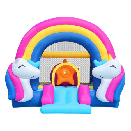 Gonfiabile per Bambini Unicorno Interattivo con Luci Musica Scivolo Pompa Aria
