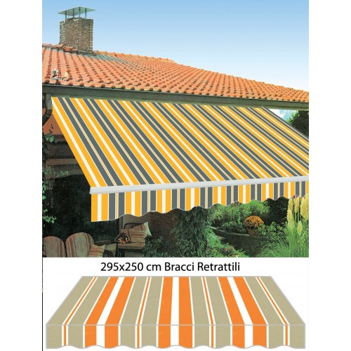 Tenda da Sole Arancio 295x250 con Bracci Retrattili Moderna da Esterno Balcone