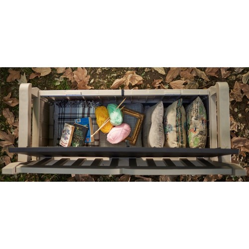 Keter Panchina Baule Effetto Legno Contenitore Apribile Esterno Beige Cassapanca