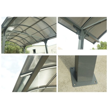 Carport in Alluminio 3.6x7.6 mt Policarbonato Posto Auto Tettoia Camper Furgoni