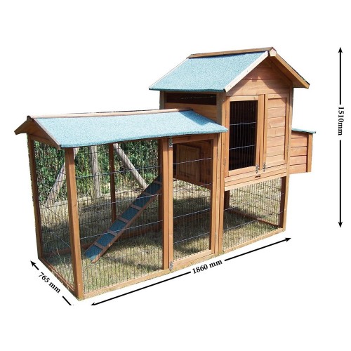 Gabbia Pollaio Casetta in Legno 5 - 8 Galline Voliera per Polli Volatili Faraone