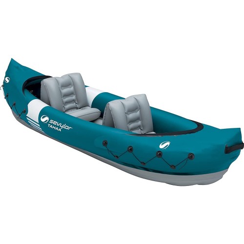 Canoa 2 due Posti con Sedili Kayak Gonfiabile da Mare Lago Senza Pagaia Remi