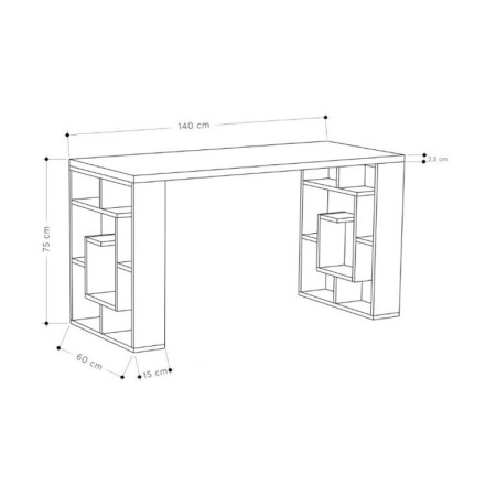 Scrivania Moderna con Libreria Ripiani Scaffali Tavolo Porta PC per Ufficio Sala