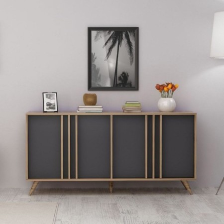 Mobile da Soggiorno Madia 4 Antracite Noce Piattaia Credenza Soggiorno Ingresso