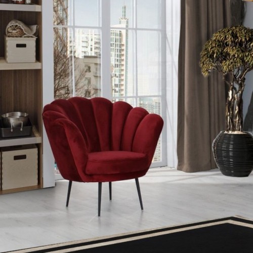 Poltroncina Poltrona a Conchiglia in Velluto Rosso da Ufficio Sala Sedia Moderna