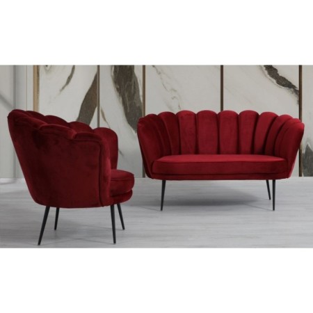 Poltroncina Poltrona a Conchiglia in Velluto Rosso da Ufficio Sala Sedia Moderna