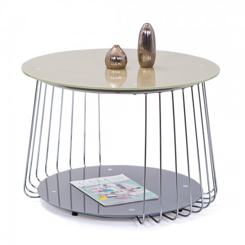 Tavolino in Vetro Rotondo da Caffe 70 cm Tavolo Basso Moderno Design da Salotto