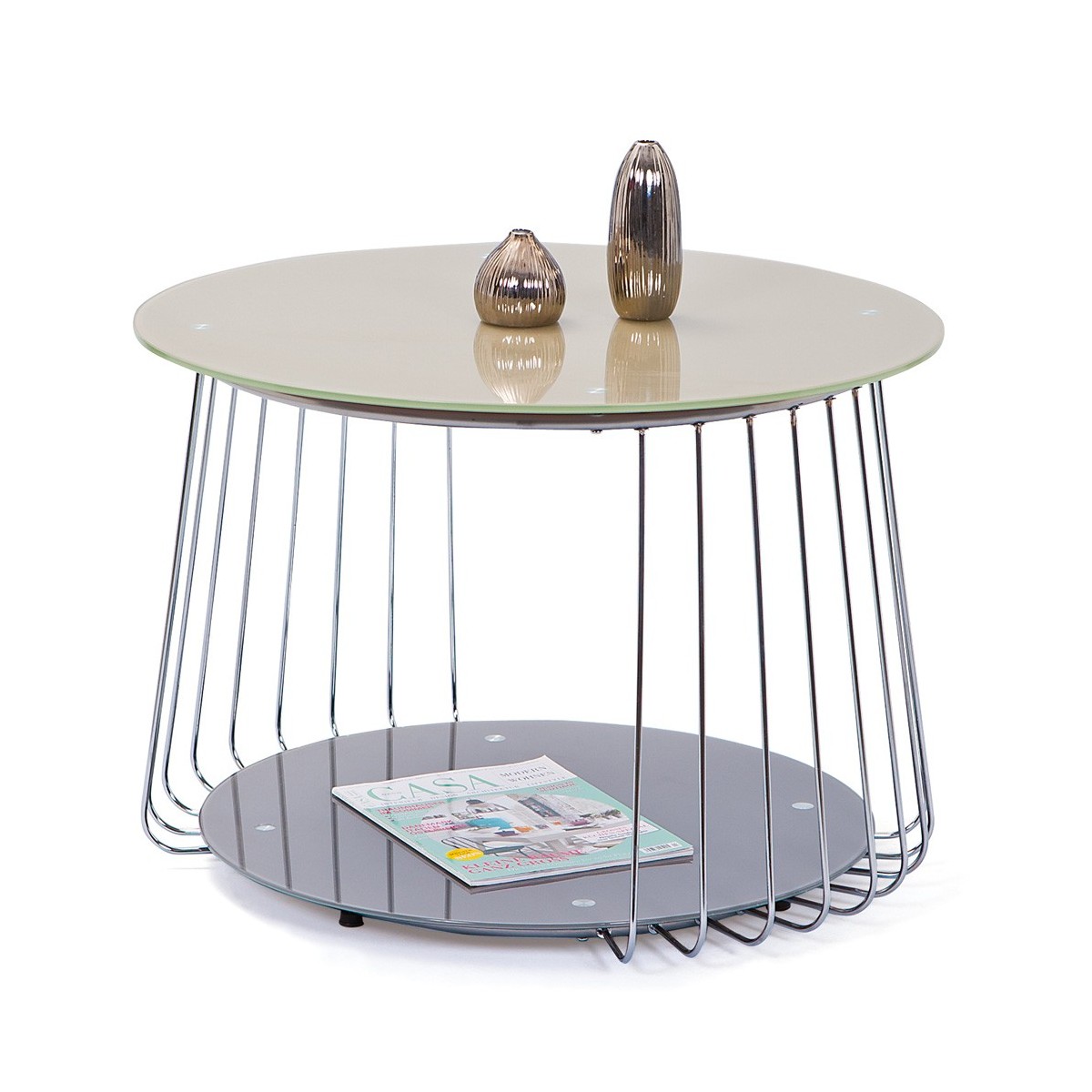 Tavolino in Vetro Rotondo da Caffe 70 cm Tavolo Basso Moderno