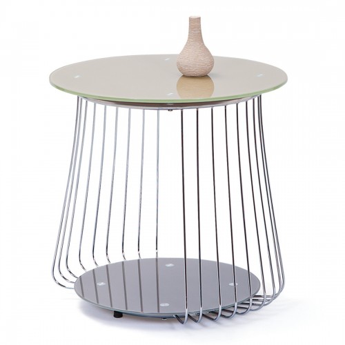 Tavolino da Caffe 50 cm in Vetro Rotondo Tavolo Basso Moderno Design da Salotto
