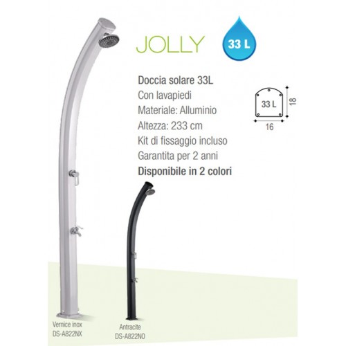 Doccia Solare 33 litri in Alluminio Nera Giardino per Esterno Piscina Campeggio