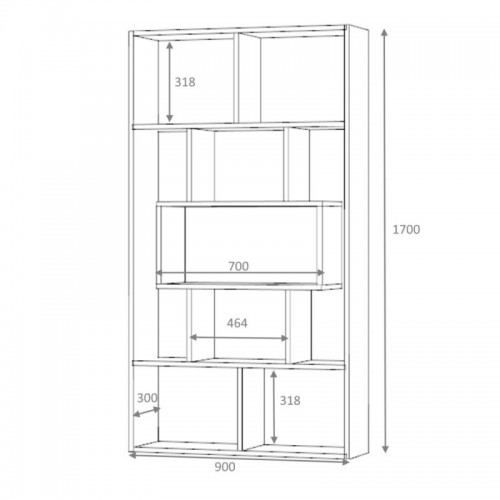 Libreria in Legno Cemento 5 Ripiani a Giorno Mobile per Ufficio Camera Bambini