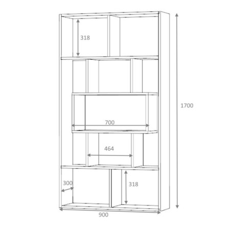 Libreria in Legno Cemento 5 Ripiani a Giorno Mobile per Ufficio Camera Bambini