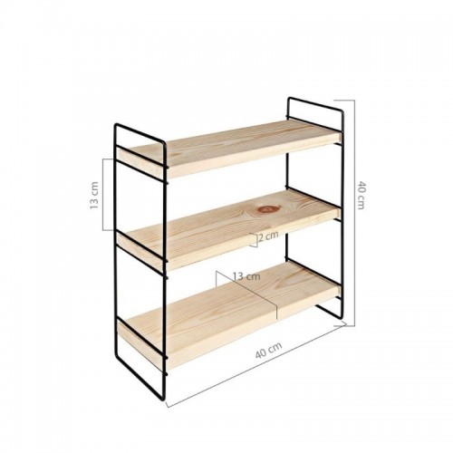 Mobile Scaffale per Trucchi da Bagno Multiuso in Metallo Nero Legno Salvaspazio