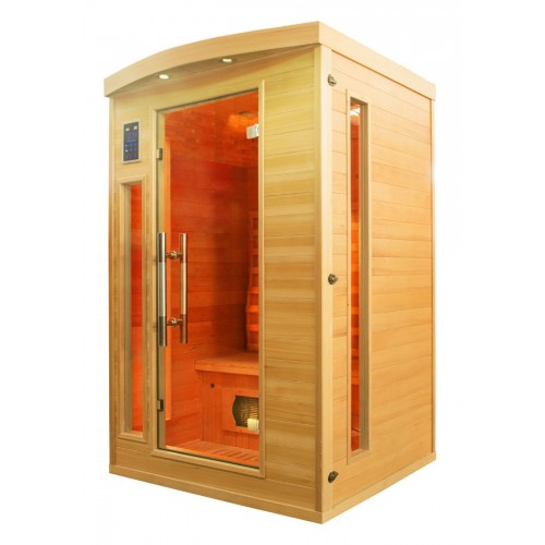 Sauna a Raggi Infrarossi 2 Posti in Legno Casa Cabina Ionizzatore Cromoterapia