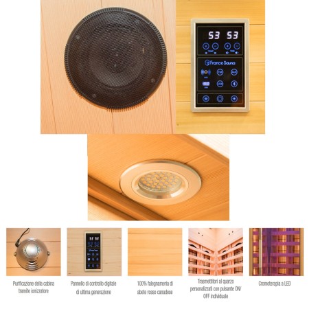 Cabina Sauna ad Raggi Infrarossi 3 4 Posti Angolare Legno da Casa Cromoterapia