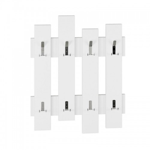 Appendiabiti a Muro in Legno Bianco con Ganci Moderno Mobile
