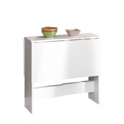 Tavolo per Cucina Sala da Pranzo Salvaspazio in Legno Bianco Moderno Pieghevole