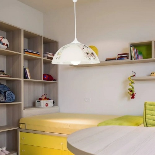 Lampadario Sospeso per Cameretta Ragazzi Lampada a Sospensione Vetro Bianco