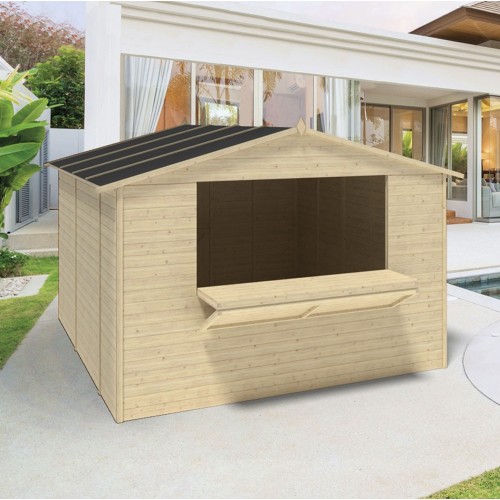 Casetta in Legno 310x180 a Pannelli 19 mm Chiosco Capanno da Giardino Spiaggia | BricoShop24