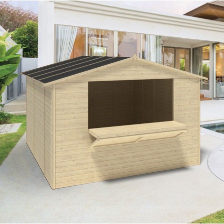 Casetta in Legno 310x180 a Pannelli 19 mm Chiosco Capanno da Giardino Spiaggia | BricoShop24