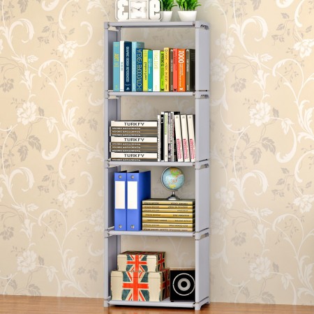 Mobile Libreria a Giorno Grigia in Acciaio Scaffale con 5 Ripiani | Bricoshop24