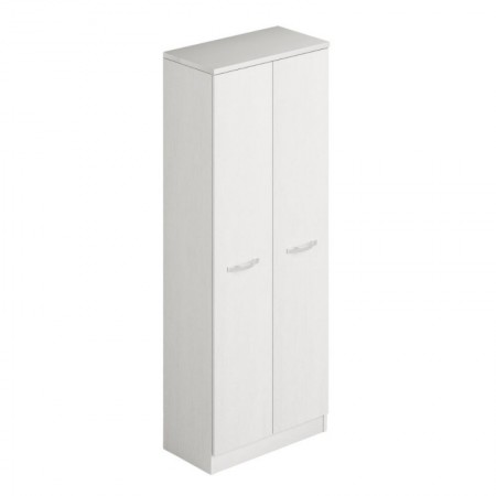 Armadio in Legno 180 cm Portascope con Ripiani Bianco Frassinato Multiuso