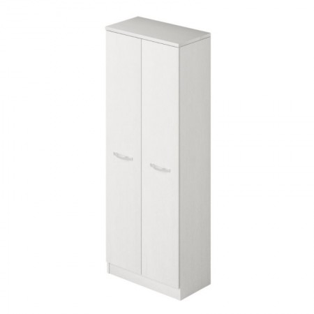 Armadio in Legno 180 cm Portascope con Ripiani Bianco Frassinato Multiuso