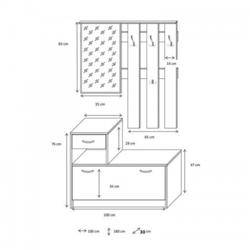 Mobile da ingresso Moka Specchio Scarpiera Attaccapanni | BricoShop24