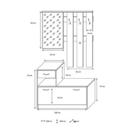 Mobile da ingresso Moka Specchio Scarpiera Attaccapanni | BricoShop24