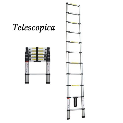 Scala Telescopica 10 Gradini Estensibile in Alluminio Scaletta Allungabile 290