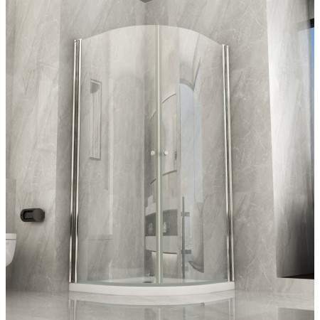Box Doccia Tondo 80x80 90x90 cm 2 ante Battenti Semicircolare in Vetro Cristallo  6 mm