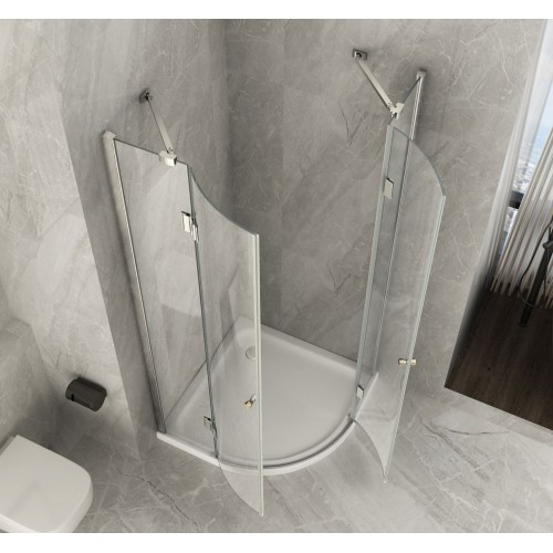Box Doccia Tondo 80x80 90x90 8 mm 2 ante Battente Semi Circolare Vetro Cristallo