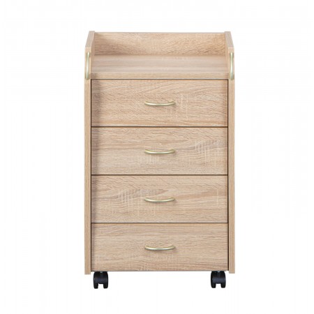 Cassettiera 4 Cassetti Rovere con Ruote da Scrivania | BricoShop24