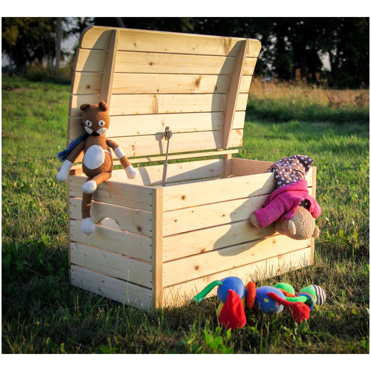 Cassapanca contenitore grande in legno - Baule Toys a tema giocattoli  bambini
